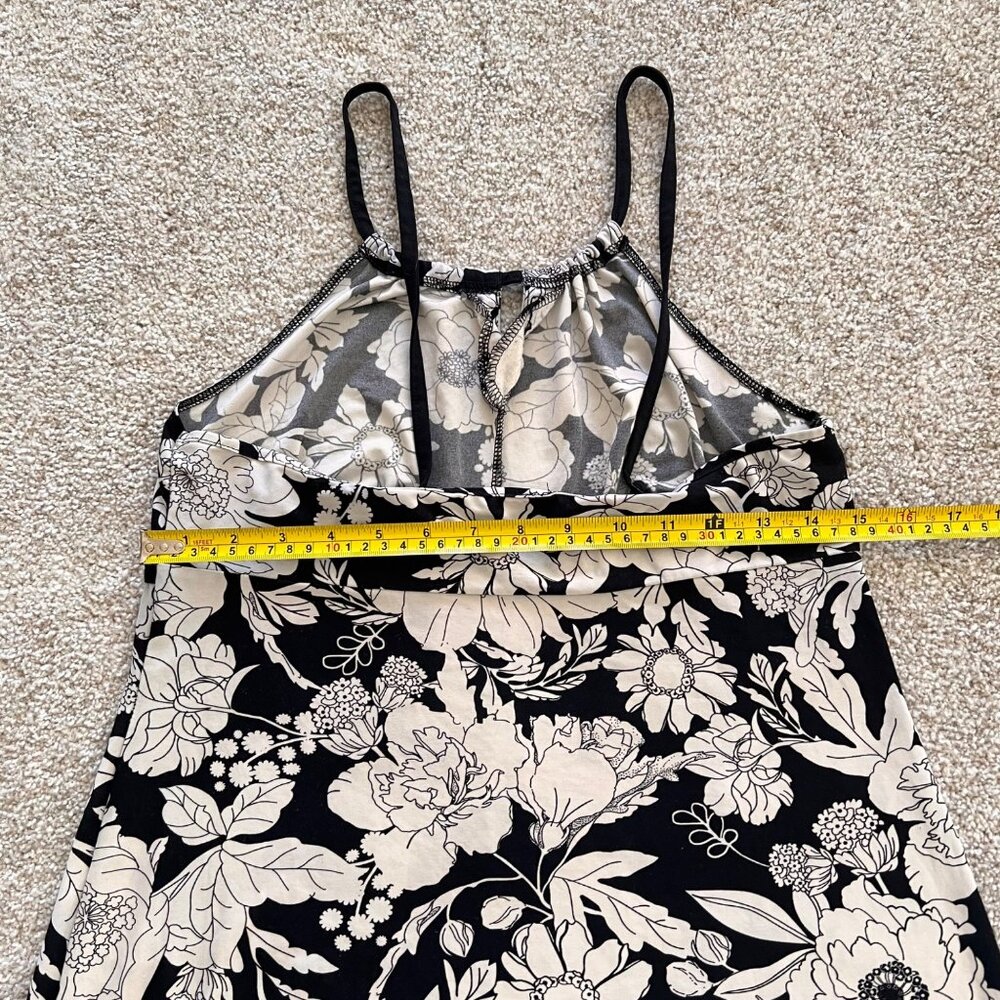 Y2K Black & White Floral Babydoll Dreess with Halter Neckline & Defined Waist M - Picture 8 of 8